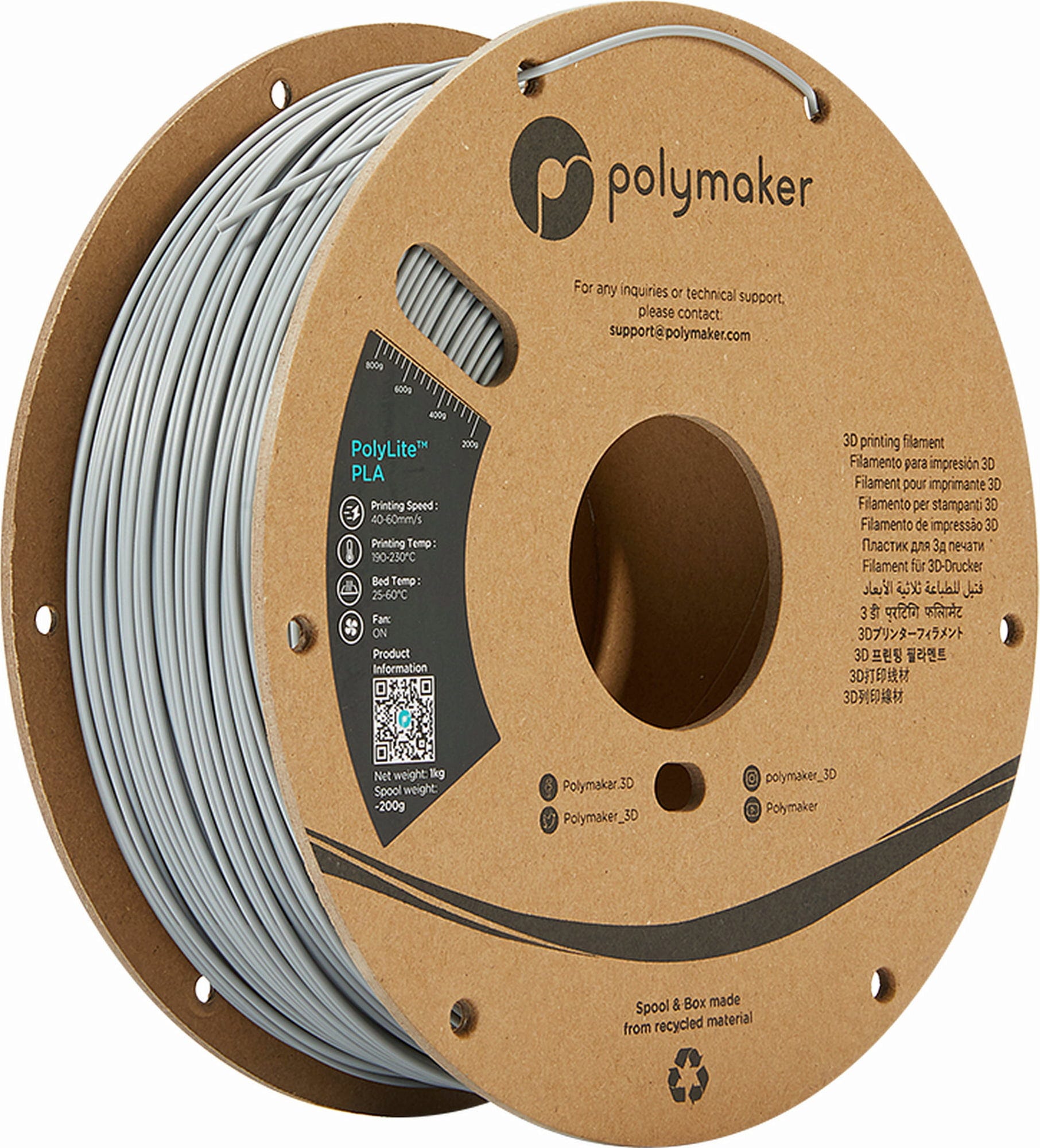 Polymaker PolyLite PLA - Grey