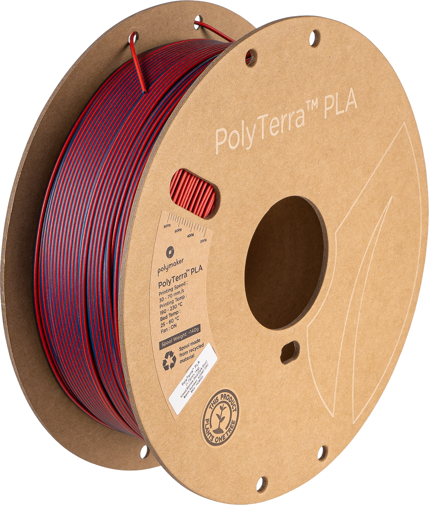Polymaker PolyTerra PLA Dual Mixed Berries Red-Dark Blue